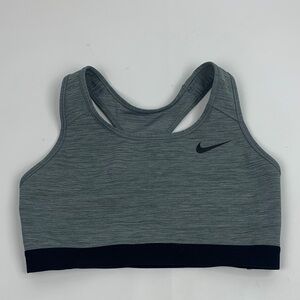 Nike Women's Heathered Gray Sports Bra Black swoosh and trim Size Large
